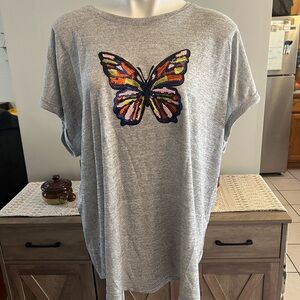NWT My Danielle CR Grey sequins butterfly tee